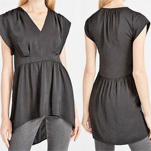 Black Satin Hi-Lo Tunic Blouse *NEW WITH TAGS* Size XXS